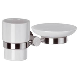 Стакан с мыльницей Remer Minimal INOX Mi17INOXCR, нержавеющая сталь