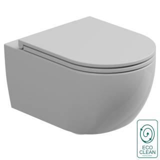 Комплект: Подвесной унитаз со смывом Eco Clean (торнадо) с крышкой и креплением GSG Ceramic Design Like RULKWCSOEC000FI+LKCOPRSLTICR000, белый глянцевый 