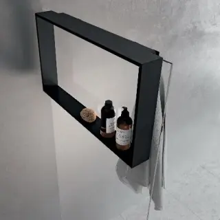 Полка с крючком 60x40 см Novellini Frame R90AKFPO4070-H, цвет Black Matt