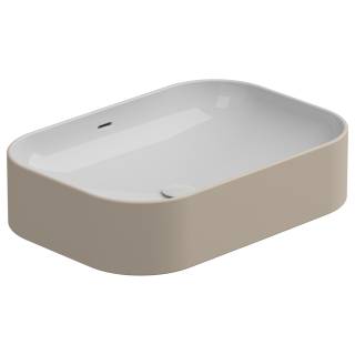 Раковина накладная биколор 60x42 см GSG Ceramic Design Easy EALAVTP60BI000/034, White/Sabbia Matt