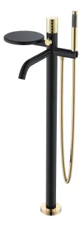 Boheme Stick Diamond Смеситель напольный с душевым набором - ручной душ, шланг, цвет: black/gold 129-BG
