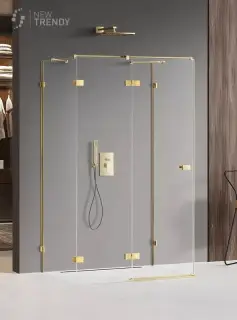 Душевое ограждение NEW TRENDY AVEXA GOLD SHINE L 120x120x200 EXK-2123 (золото)