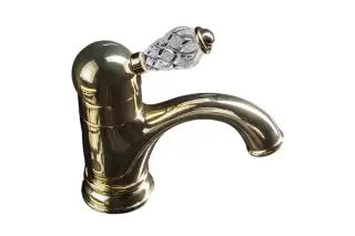 Boheme Crystal Смеситель для раковины без донного клапана, длина излива 12,4 см, цвет: gold 281-CRST
