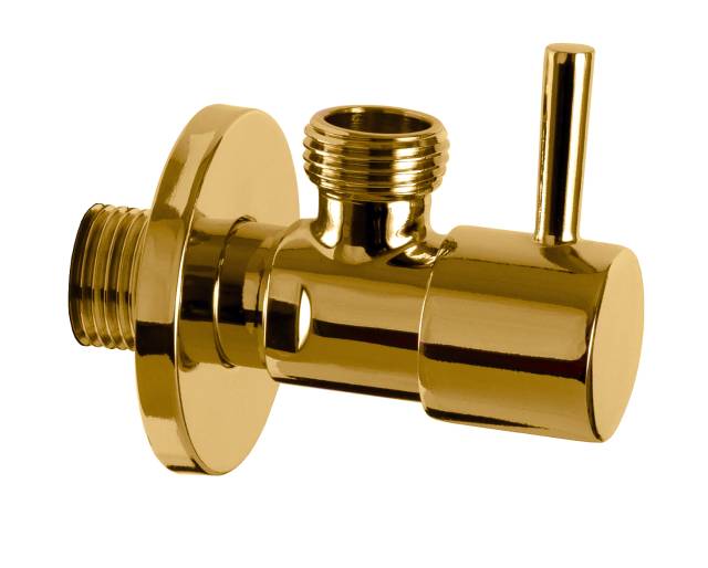 Запорный вентиль 1/2*1/2 Remer 128L1212DO, золото глянцевое