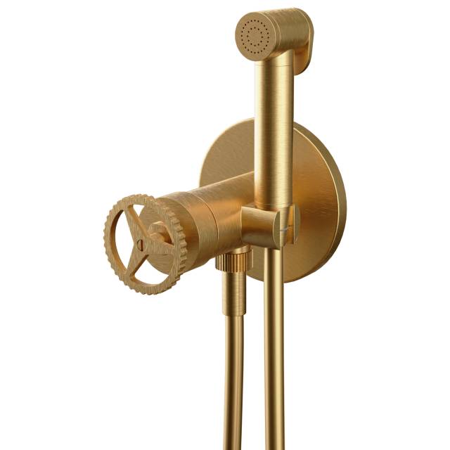 Гигиенический душ со смесителем Remer Chrono CH65WBG, золото брашированное