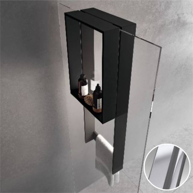 Полка с полотенцедержателем 35х90 см Novellini Frame R90AKFPSPO3590-B, цвет Silver
