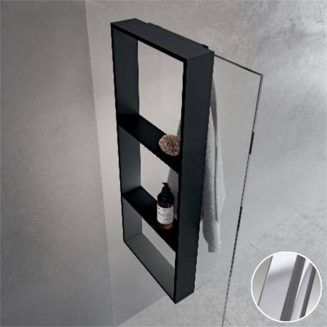 Полка тройная с крючком 35х90 см Novellini Frame R90AKFPO3590-B, цвет Silver