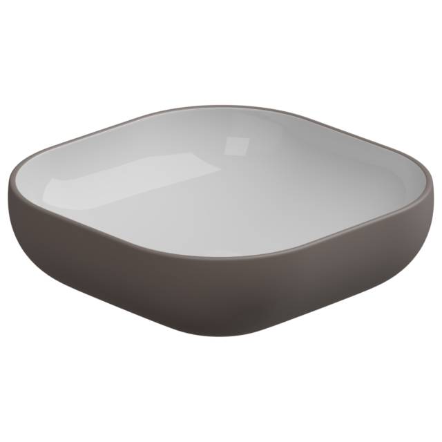 Раковина накладная биколор 45 см GSG Ceramic Design Easy EALAVQU45BI000/029, White/Tortora Matt