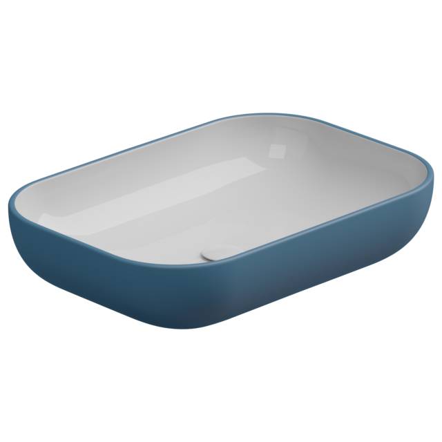 Раковина накладная биколор 60x42 см GSG Ceramic Design Easy EALAVRE60BI000/027, White/Denim Matt