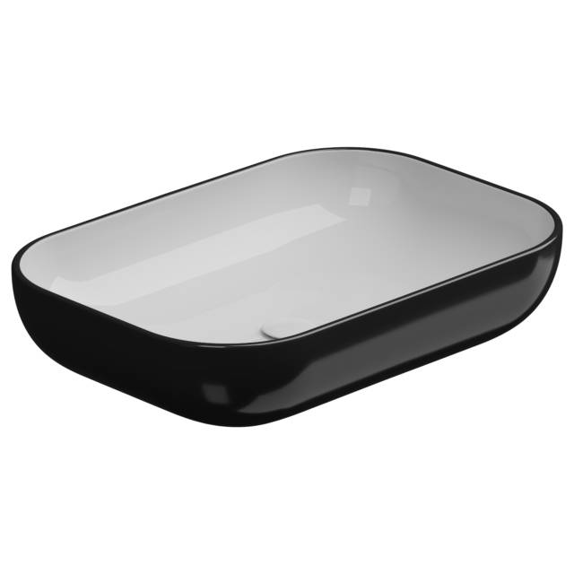 Раковина накладная биколор 60x42 см GSG Ceramic Design Easy EALAVRE60BI000/002, White/Black Shiny