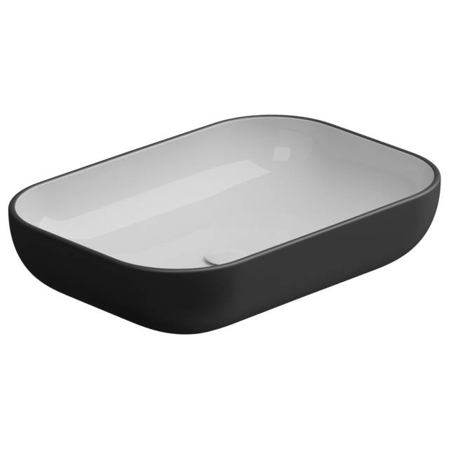 Раковина накладная биколор 60x42 см GSG Ceramic Design Easy EALAVRE60BI000/003, White/Black Matt