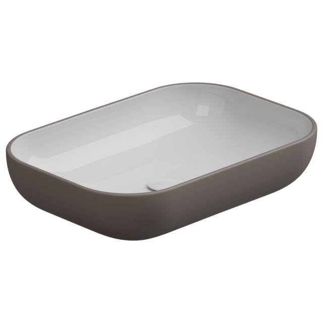 Раковина накладная биколор 60x42 см GSG Ceramic Design Easy EALAVRE60BI000/029, White/Tortora Matt