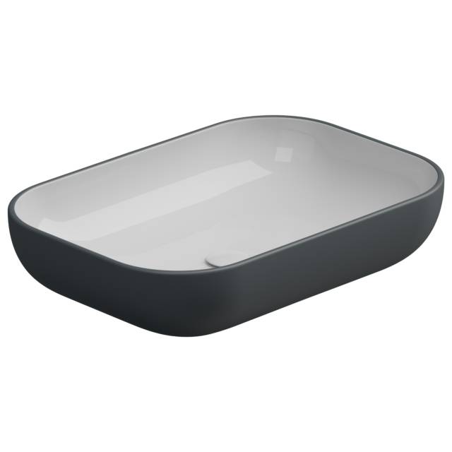 Раковина накладная биколор 60x42 см GSG Ceramic Design Easy EALAVRE60BI000/028, White/Ebano Matt