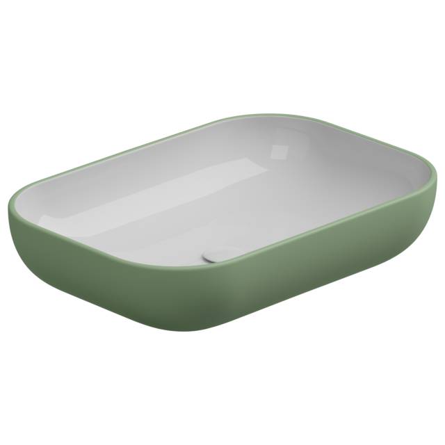 Раковина накладная биколор 60x42 см GSG Ceramic Design Easy EALAVRE60BI000/031, White/Salvia Matt