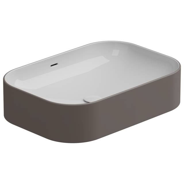 Раковина накладная биколор 60x42 см GSG Ceramic Design Easy EALAVTP60BI000/029, White/Tortora Matt