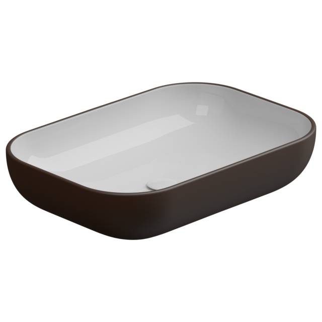 Раковина накладная биколор 60x42 см GSG Ceramic Design Easy EALAVRE60BI000/035, White/Cacao Matt