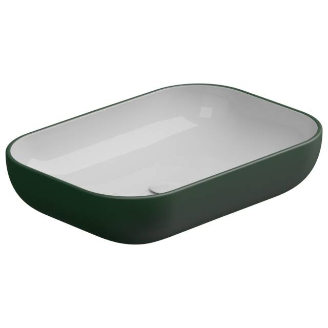 Раковина накладная биколор 60x42 см GSG Ceramic Design Easy EALAVRE60BI000/036, Smeraldo Matt