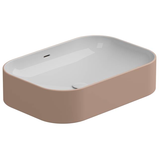 Раковина накладная биколор 60x42 см GSG Ceramic Design Easy EALAVTP60BI000/032, White/Cipria Matt