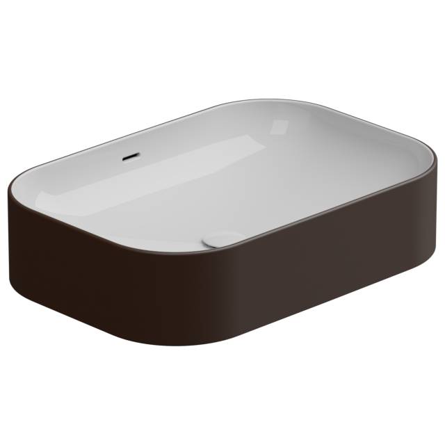 Раковина накладная биколор 60x42 см GSG Ceramic Design Easy EALAVTP60BI000/035, White/Cacao Matt