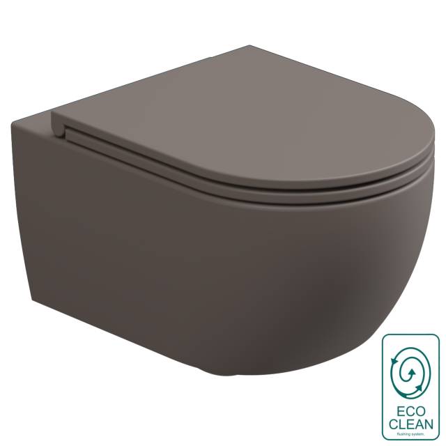 Чаша подвесного унитаза биколор со смывом Eco Clean (торнадо) GSG Ceramic Design Like LKWCSOECBI000/029, White/Tortora Matt