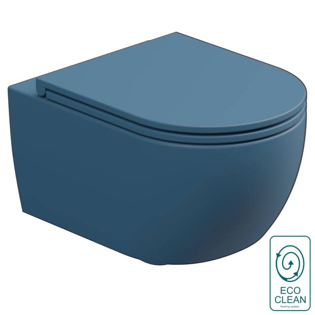 Чаша подвесного унитаза биколор со смывом Eco Clean (торнадо) GSG Ceramic Design Like LKWCSOECBI000/027, White/Denim Matt