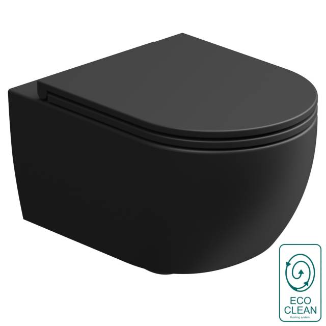 Чаша подвесного унитаза биколор со смывом Eco Clean (торнадо) GSG Ceramic Design Like LKWCSOECBI000/003, White/Black Matt