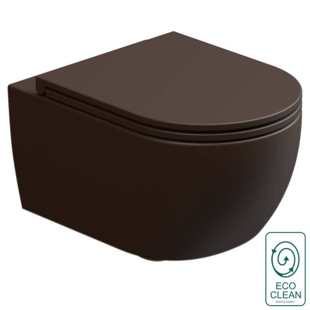 Чаша подвесного унитаза биколор со смывом Eco Clean (торнадо) GSG Ceramic Design Like LKWCSOECBI000/035, White/Cacao Matt