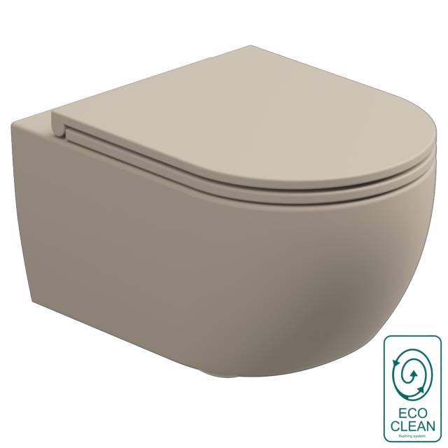 Чаша подвесного унитаза биколор со смывом Eco Clean (торнадо) GSG Ceramic Design Like LKWCSOECBI000/034, White/Sabbia Matt