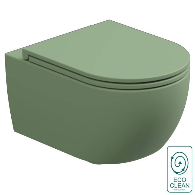 Чаша подвесного унитаза биколор со смывом Eco Clean (торнадо) GSG Ceramic Design Like LKWCSOECBI000/031, White/Salvia Matt