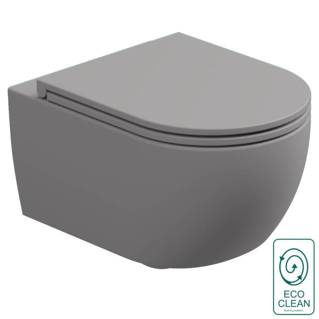 Чаша подвесного унитаза биколор со смывом Eco Clean (торнадо) GSG Ceramic Design Like LKWCSOECBI000/038, White/Fumo Matt