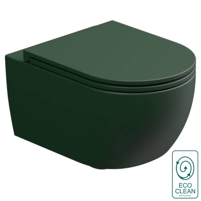Чаша подвесного унитаза биколор со смывом Eco Clean (торнадо) GSG Ceramic Design Like LKWCSOECBI000/036, White/Smeraldo Matt