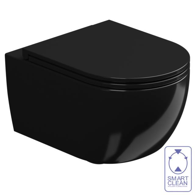 Чаша подвесного унитаза со смывом Smart Clean GSG Ceramic Design Like LKWCSO002, черный глянцевый