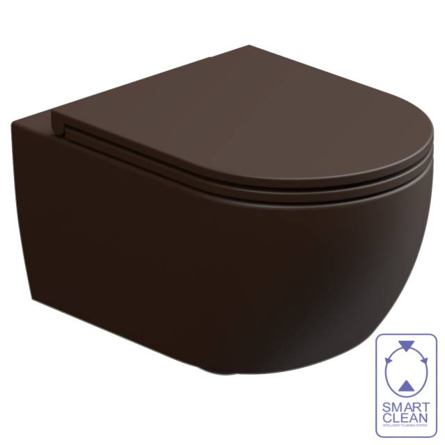 Чаша подвесного унитаза со смывом Smart Clean GSG Ceramic Design Like LKWCSO035, Cacao Matt
