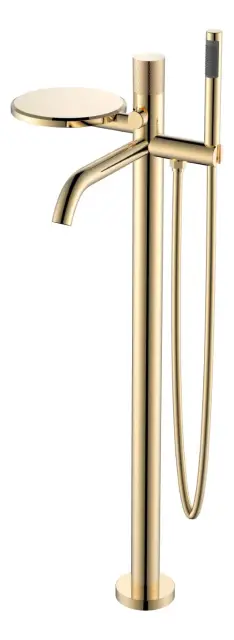 Boheme Stick Touch Смеситель напольный с душевым набором - ручной душ, шланг, полочка, цвет: gold 129-GG.2
