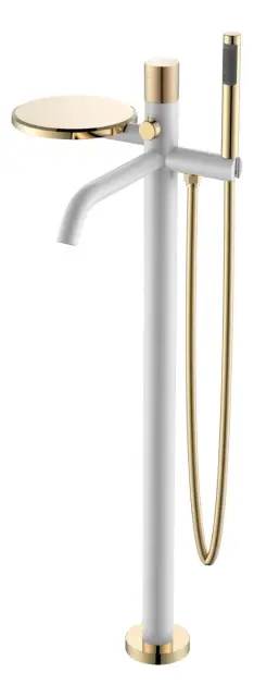 Boheme Stick Diamond Смеситель напольный с душевым набором - ручной душ, шланг, цвет: white/gold 129-WG.2