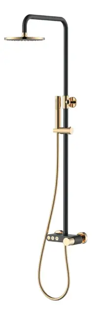 Boheme Stick Diamond Душевая стойка: смеситель, ручной душ, верхний душ, 30 см, цвет: black/gold 128-BG