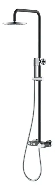 Boheme Stick Diamond Душевая стойка: смеситель, ручной душ, верхний душ, 30 см, цвет: black/chrome 128-BCR