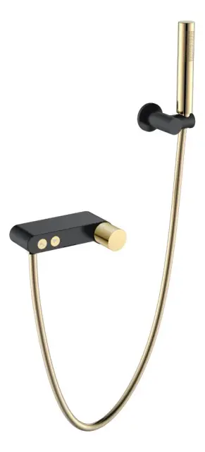 Boheme Stick Touch Смеситель для ванны с душевым комплектом: ручной душ, излив, цвет: black/gold 123-BG.2