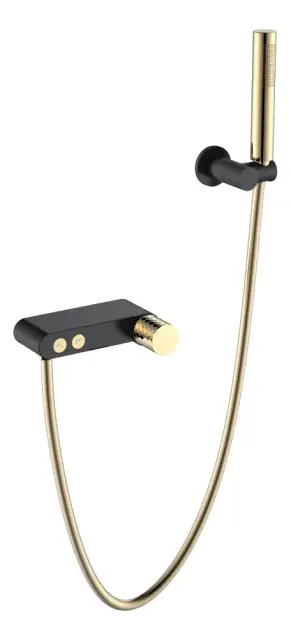 Boheme Stick Diamond Смеситель для ванны с душевым комплектом: ручной душ, излив, цвет: black/gold 123-BG