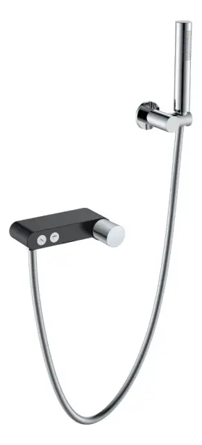 Boheme Stick Touch Смеситель для ванны с душевым комплектом: ручной душ, излив, цвет: black/chrome 123-BCR.2