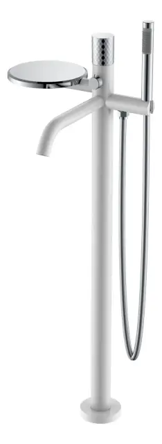 Boheme Stick Diamond Смеситель напольный с душевым набором - ручной душ, шланг, цвет: white/chrome 129-WCR