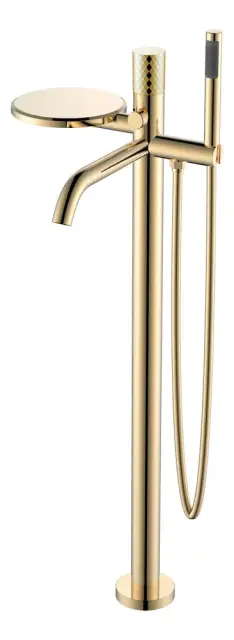 Boheme Stick Diamond Смеситель напольный с душевым набором - ручной душ, шланг, полочка, цвет: gold 129-GG