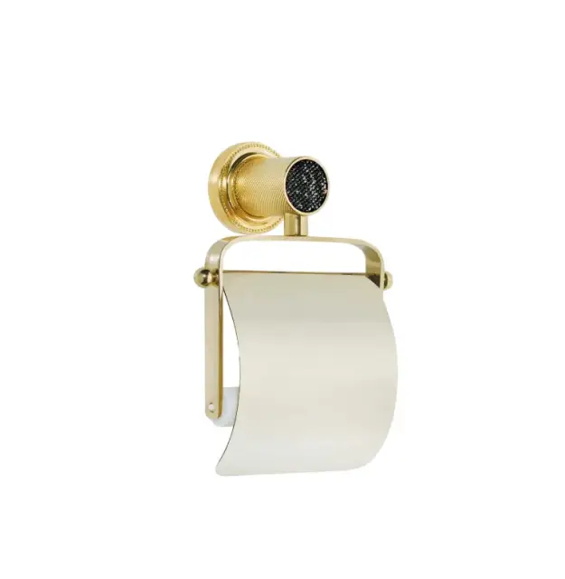 Boheme Royal Cristal Держатель туалетной бумаги с крышкой, подвесной, цвет: gold/black 10921-G-B
