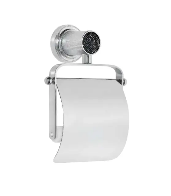 Boheme Royal Cristal Держатель туалетной бумаги с крышкой, подвесной, цвет: chrome/black 10921-CR-B