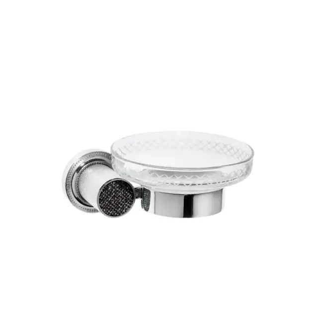 Boheme Royal Cristal Мыльница со стеклянной чашей, подвесная, цвет: chrome/black 10923-CR-B