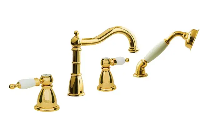 Boheme Oro Spirale Смеситель на борт ванны, на 4 отверстия, с ручным душем, цвет: gold 395