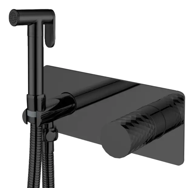 Boheme Stick Diamond Гигиенический душ со смесителем и встраиваемой частью, цвет: black 127-BB