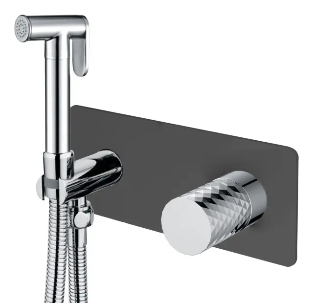 Boheme Stick Diamond Гигиенический душ со смесителем и встраиваемой частью, цвет: black/chrome 127-BCR