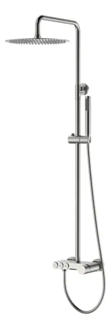 Boheme Stick Diamond Душевая стойка: смеситель, ручной душ, шланг, верхний душ, цвет: nickel brush 128-NB
