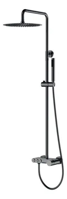 Boheme Stick Diamond Душевая стойка: смеситель, ручной душ, шланг, верх. душ, цвет: shine gun metall 128-SGM